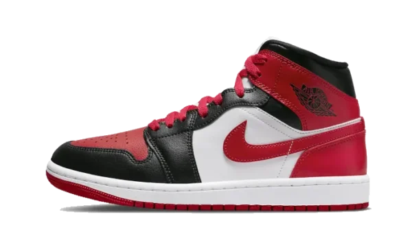 Nike Air Jordan 1 Mid White Bred Toe